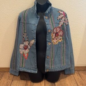 Coldwater Creek Flower Embroidered Jacket